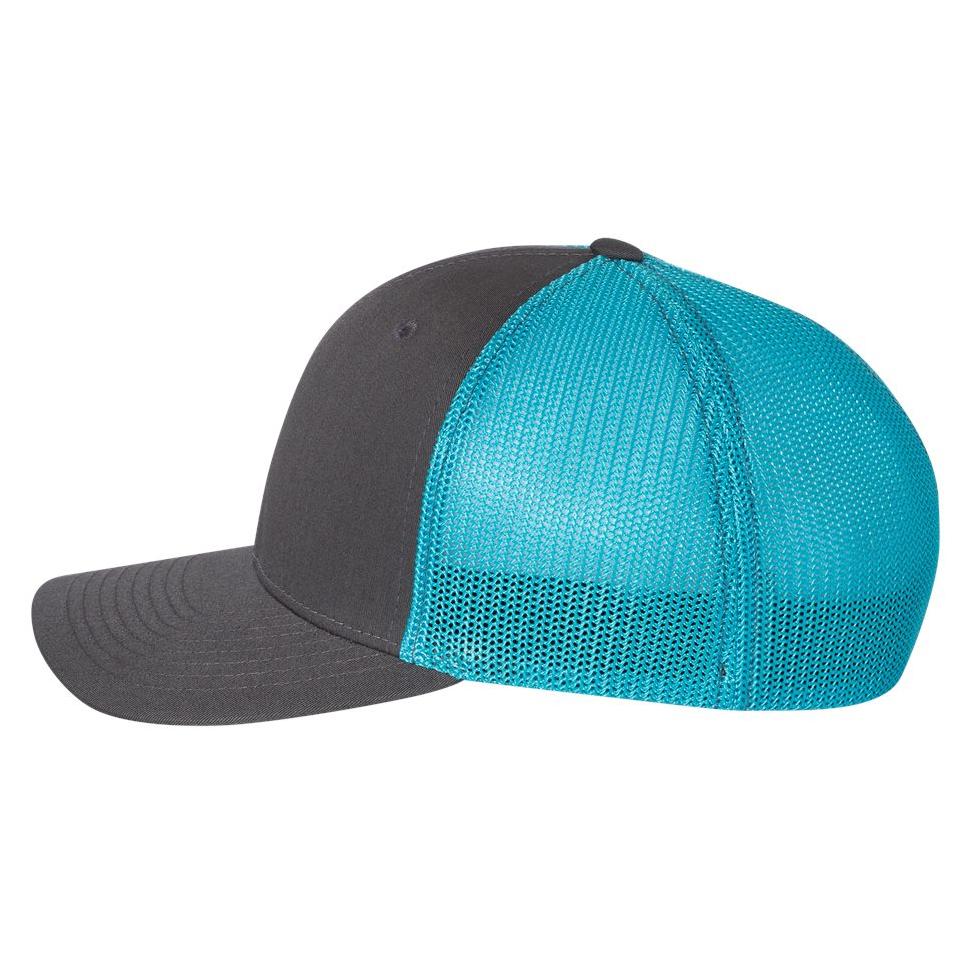 Richardson 110 Fitted Trucker Hat with R-Flex - Charcoal/Neon Blue ...