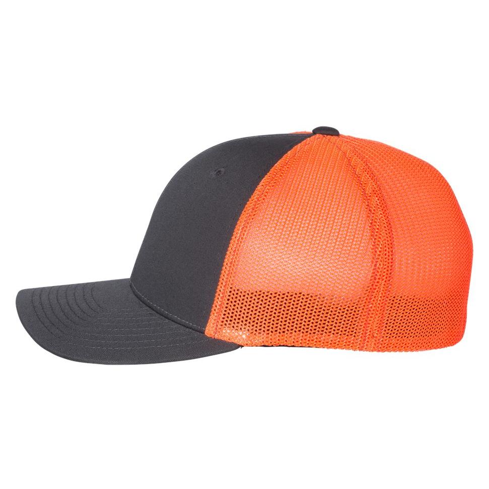 Richardson 110 Fitted Trucker Hat with R-Flex - Charcoal/Neon Orange ...