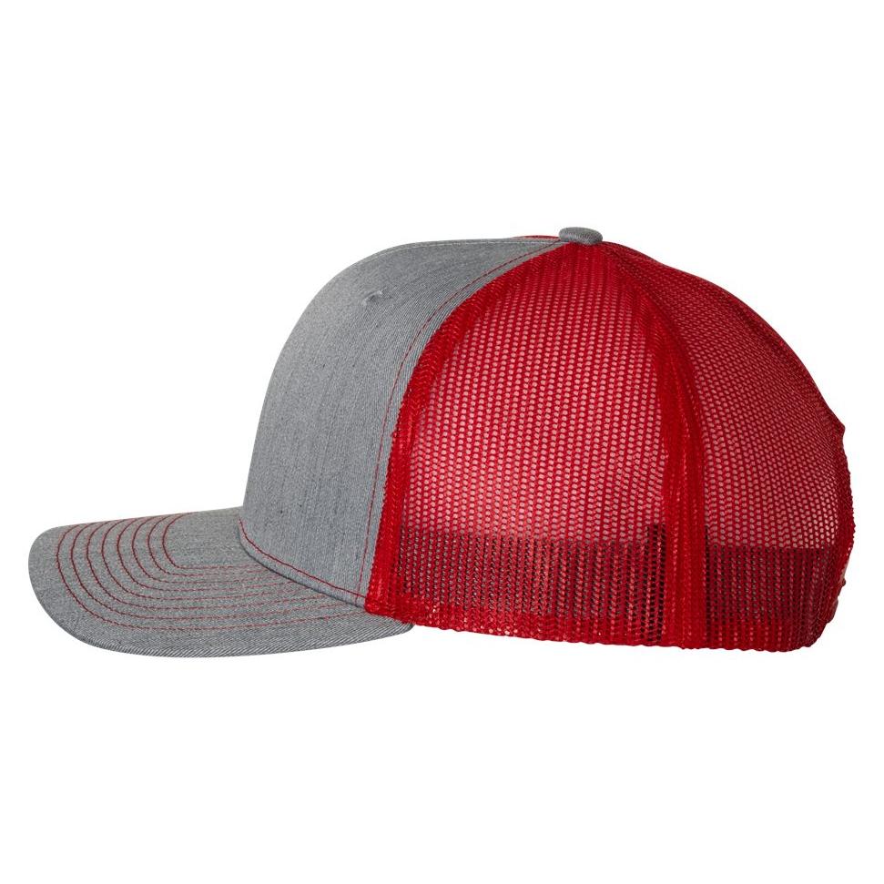 Richardson 112 Snapback Trucker Cap - Heather Grey/Red | Full Source