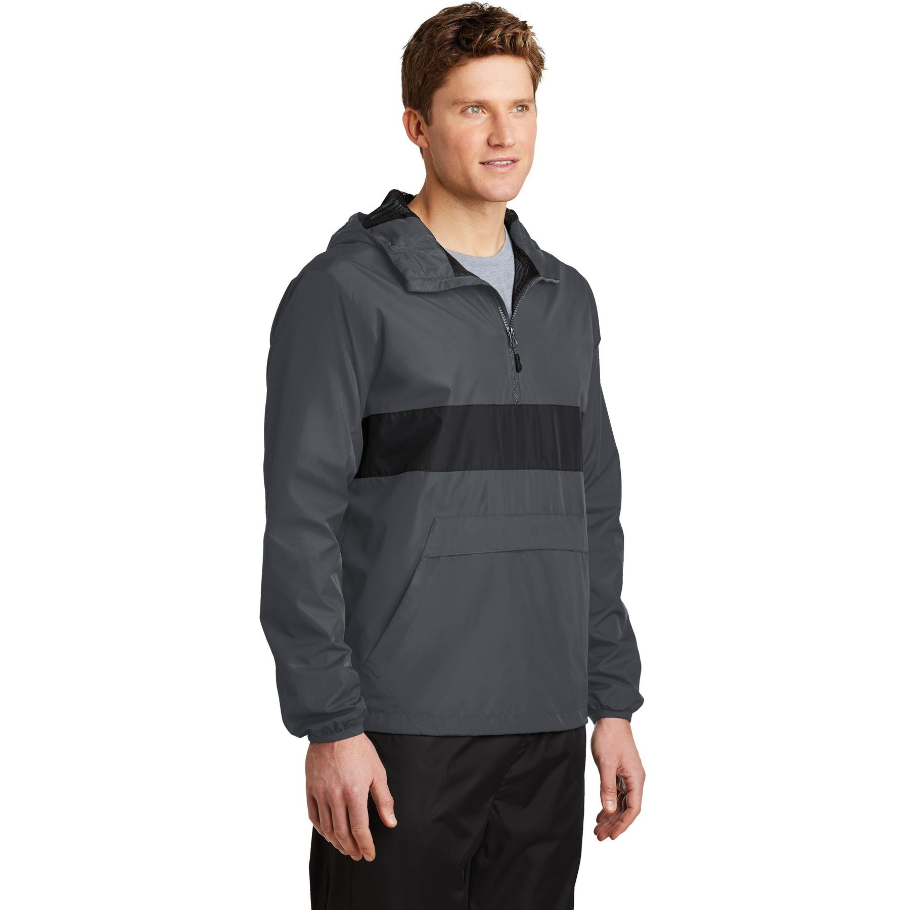 Sport-Tek JST65 Zipped Pocket Anorak - Graphite Grey/Black | Full Source