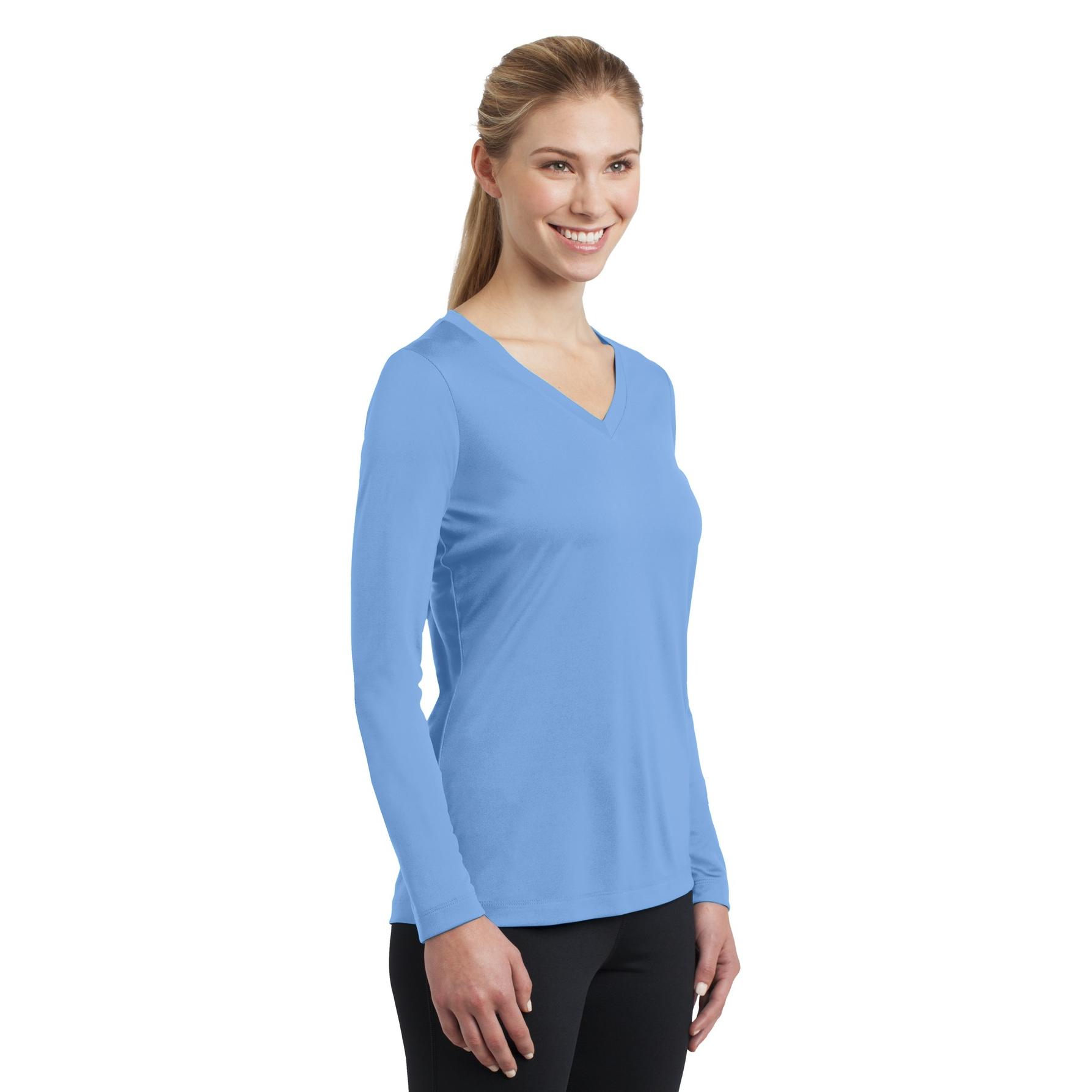 Sport-Tek LST353LS Ladies Long Sleeve V-Neck PosiCharge Competitor Tee ...