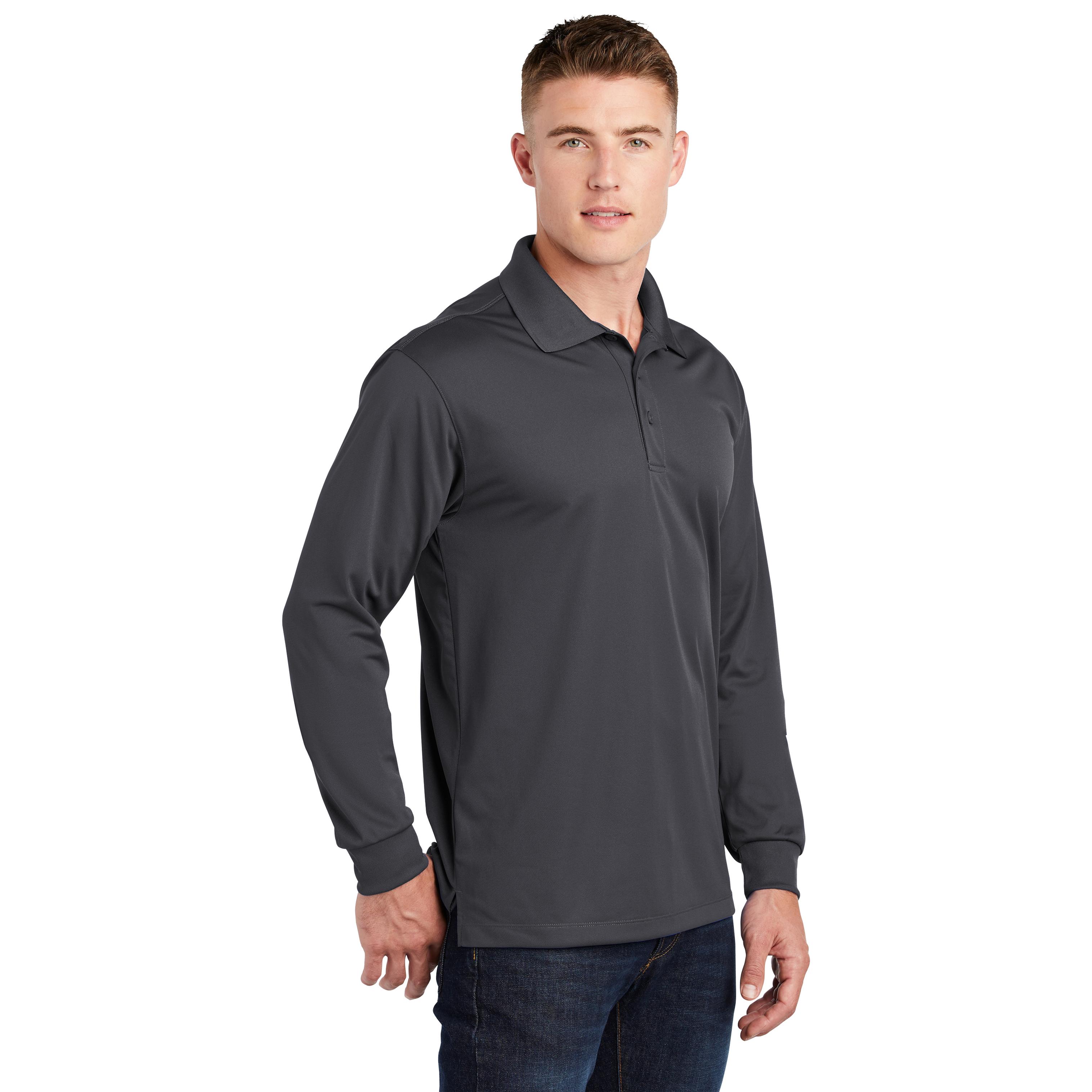 Sport-Tek ST657 Long Sleeve Micropique Sport-Wick Polo - Iron Grey ...