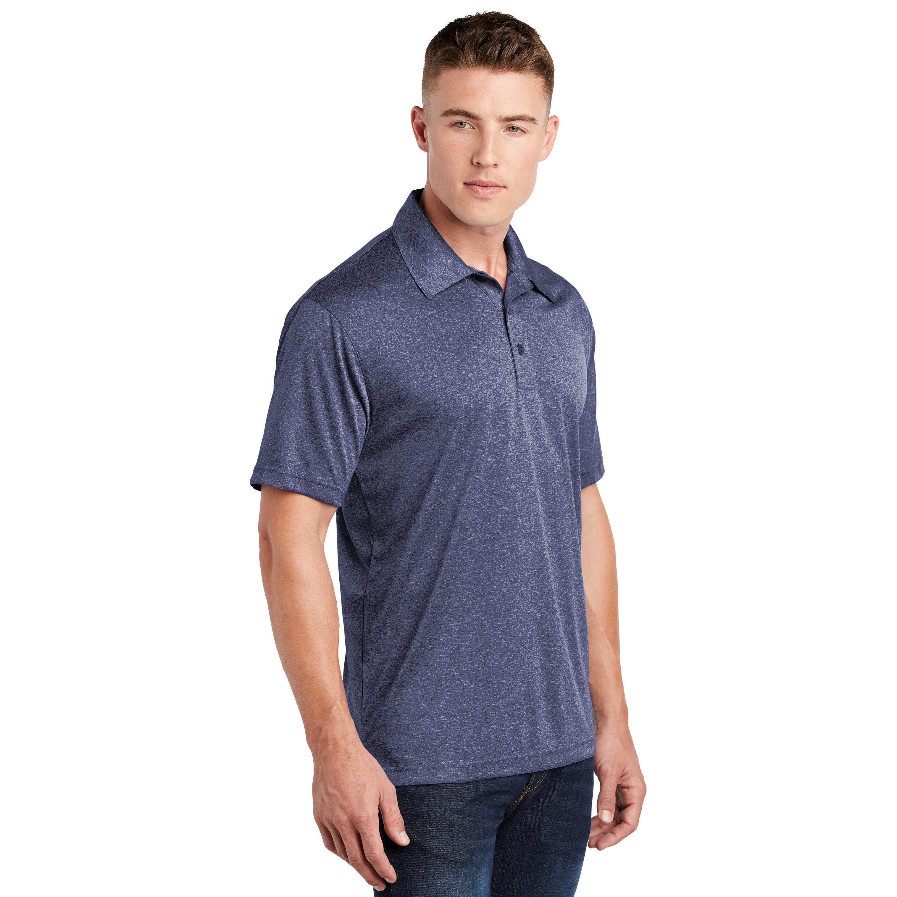 Sport-Tek ST660 Heather Contender Polo - True Navy Heather | Full Source