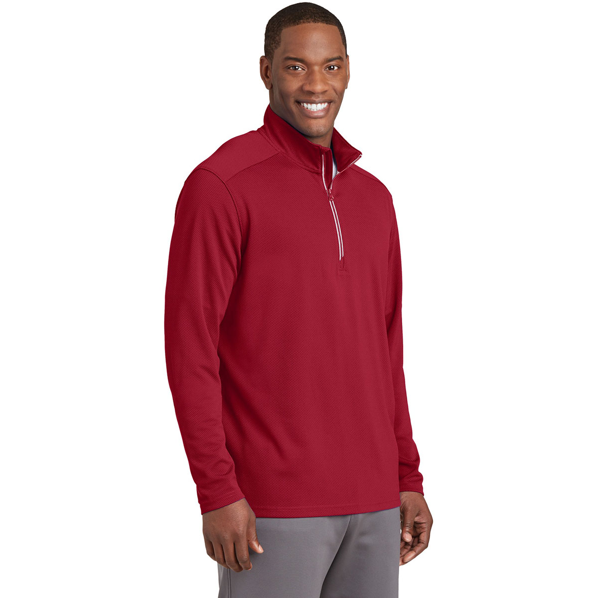 Sport-Tek ST860 Sport-Wick Textured 1/4-Zip Pullover - Deep Red