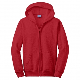 Gildan 18600B Youth Heavy Blend Full-Zip Hooded Sweatshirt - Red