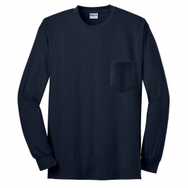 Gildan 2410 Ultra Cotton Long Sleeve T-Shirt with Pocket - Navy