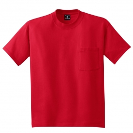 Hanes 5190 Beefy-T Cotton T-Shirt with Pocket - Deep Red