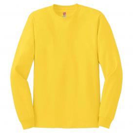 Hanes 5586 Authentic 100% Cotton Long Sleeve T-Shirt - Yellow | Full Source