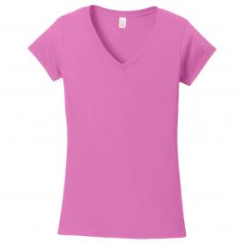 Gildan 64V00L Softstyle Junior Fit V-Neck T-Shirt - Azalea