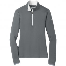 Nike 779796 Ladies Dri-FIT Stretch 1/2-Zip Cover-Up - Dark Grey/White