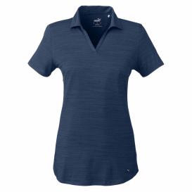 PUMA Golf 597695 Ladies Cloudspun Free V-Neck Polo - Navy Blazer Heather