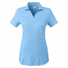 PUMA Golf 597695 Ladies Cloudspun Free V-Neck Polo - Placid Blue Heather