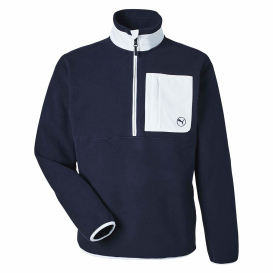 PUMA Golf 628407 Fleece Quarter-Zip - Deep Navy/White Glow