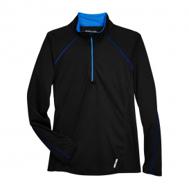 North End 78187 Ladies Radar 1/4-Zip Performance Long Sleeve Top - Black/True Royal