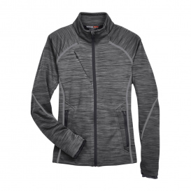North End 78697 Ladies Flux Melange Bonded Fleece Jacket - Carbon/Black