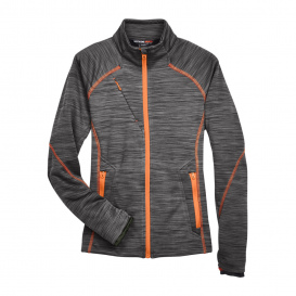 North End 78697 Ladies Flux Melange Bonded Fleece Jacket - Carbon/Orange Soda