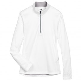 UltraClub 8230L Ladies Cool & Dry Sport Quarter-Zip Pullover - White