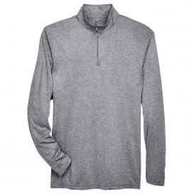 UltraClub 8618 Men\'s Cool & Dry Heathered Performance 1/4-Zip - Charcoal Heather