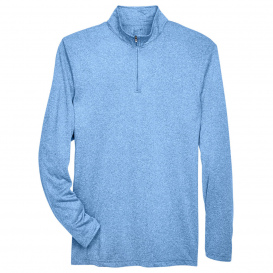 UltraClub 8618 Men\'s Cool & Dry Heathered Performance 1/4-Zip - Columbia Blue Heather