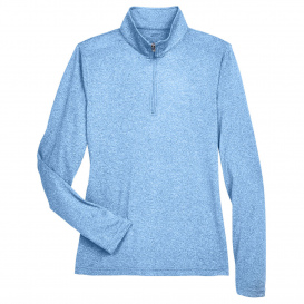 UltraClub 8618W Ladies Cool & Dry Heathered Performance 1/4-Zip - Columbia Blue Heather