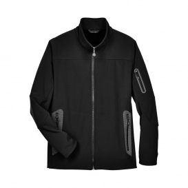 North End 88138 Men's Three Layer Fleece Bonded Soft Shell Technical Jacket - Black