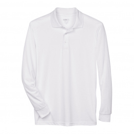 Core 365 88192 Men\'s Pinnacle Performance Long-Sleeve Pique Polo - White