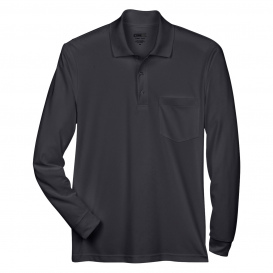 Core 365 88192P Adult Pinnacle Performance Long-Sleeve Pique Polo with Pocket - Black