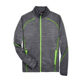 North End 88697 Men\'s Flux Melange Bonded Fleece Jacket - Carbon/Acid Green