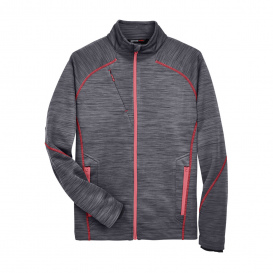 North End 88697 Men\'s Flux Melange Bonded Fleece Jacket - Carbon/Olympic Red