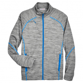 North End 88697 Men\'s Flux Melange Bonded Fleece Jacket - Platinum/Olympic Blue