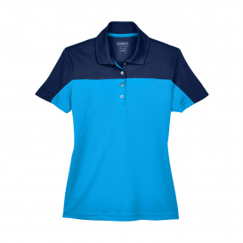 Core 365 CE101W Ladies Balance Colorblock Performance Pique Polo - Electric Blue/Classic Navy