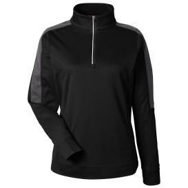 Core 365 CE404W Ladies Market Snag Protect Mesh Colorblock Quarter-Zip - Black/Carbon