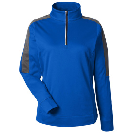 Core 365 CE404W Ladies Market Snag Protect Mesh Colorblock Quarter-Zip - True Royal/Carbon