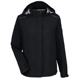 Core 365 CE712W Ladies Packable Rain Jacket - Black