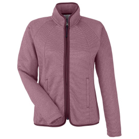 Core 365 CE72W Ladies Venture Heathered Stripe Full-Zip - Burgundy/White