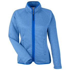 Core 365 CE72W Ladies Venture Heathered Stripe Full-Zip - True Royal/White