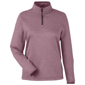 Core 365 CE73W Ladies Venture Heathered Stripe Quarter-Zip - Burgundy/White