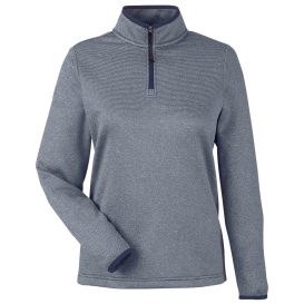 Core 365 CE73W Ladies Venture Heathered Stripe Quarter-Zip - Classic Navy/White