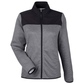 Core 365 CE74W Ladies Venture Heathered Stripe Hybrid Jacket - Black/White