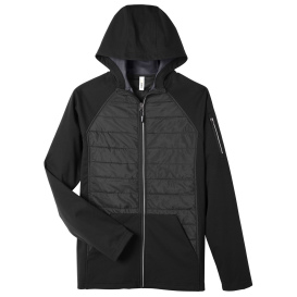 Core 365 CE808 Unisex Techno Lite Hybrid Hooded Jacket - Black