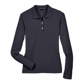 Devon & Jones D110W Ladies Pima Pique Long Sleeve Polo - Navy