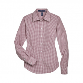 Devon & Jones D640W Ladies Crown Woven Collection Gingham Check - Burgundy