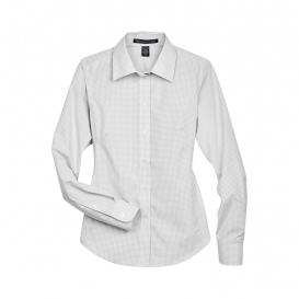 Devon & Jones D640W Ladies Crown Woven Collection Gingham Check - Silver