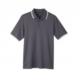Devon & Jones DG20C Men\'s CrownLux Performance Plaited Tipped Polo - Graphite/White