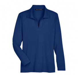 Devon & Jones DG20LW CrownLux Performance Ladies Plaited Long Sleeve Polo - True Royal