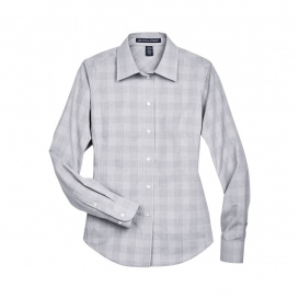 Devon & Jones DG520W Ladies Crown Woven Collection Glen Plaid - White/Graphite/Light Graphite