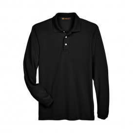 Harriton M265L Men's 5.6 oz. Easy Blend Long Sleeve Polo - Black