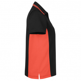 Harriton M386W Ladies Flash Snag Protection Plus IL Colorblock Polo - Black/Team Orange