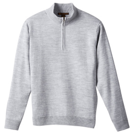 Harriton M421 Men\'s Pilbloc Quarter-Zip Sweater - Grey Heather