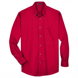 Harriton M500 Easy Blend Long-Sleeve Twill Shirt with Stain Release - Red